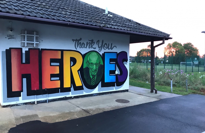Heroes artwork on Yaxley Pavilion
